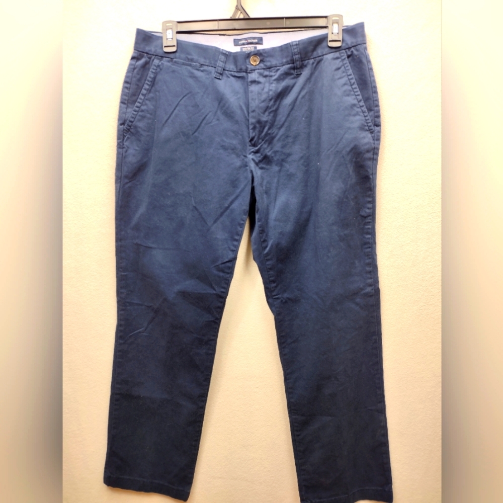 Tommy Hilfiger Custom Fit Chino Pants Men's 34x30 Navy Blue Flat Front Casual
